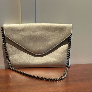Elegant Gold Leather Clutch with metal chain from J. Crew